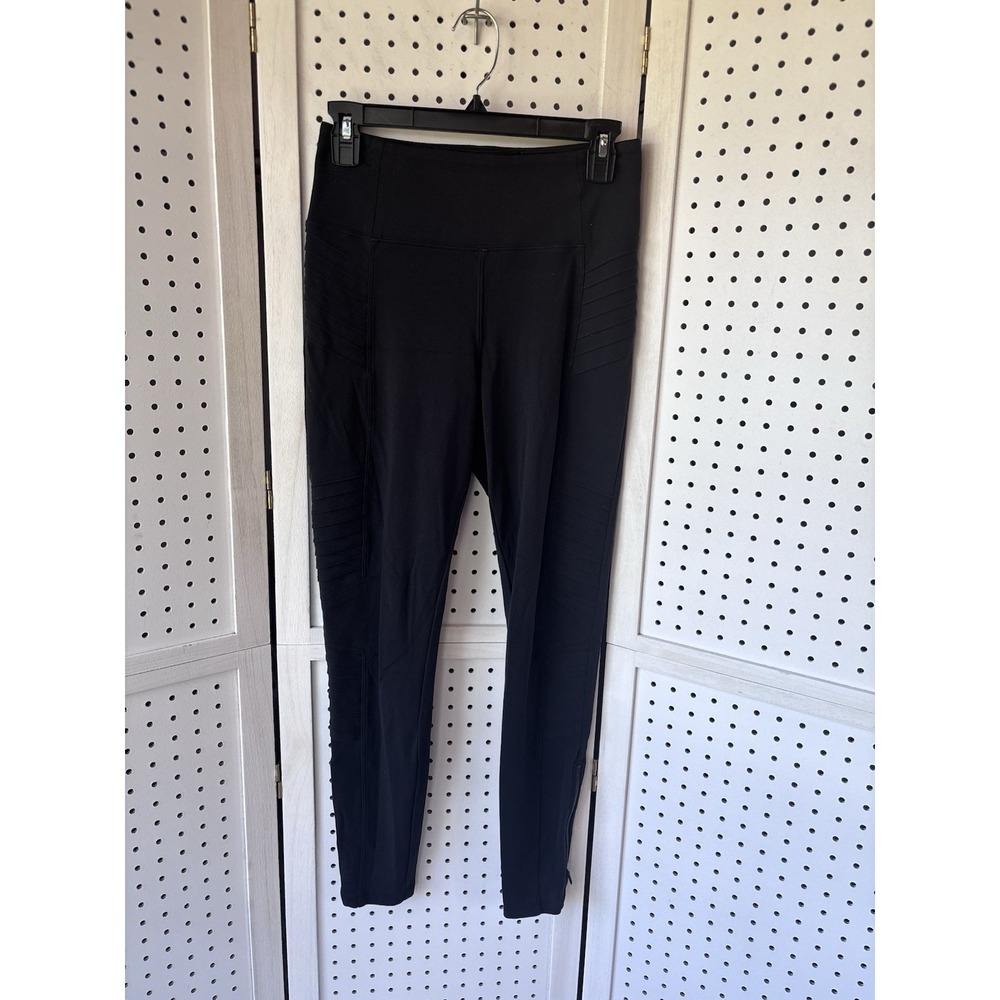 Athleta Pants Women's S Black Delancey Moto Tight Leggings Highrise Zipper Ankle